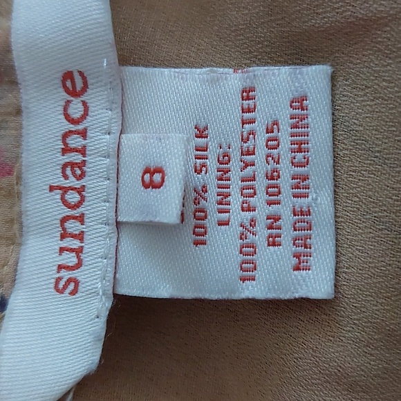 Sundance Silk Midi Skirt Floral Tan Pink Size 8 - Picture 7 of 9